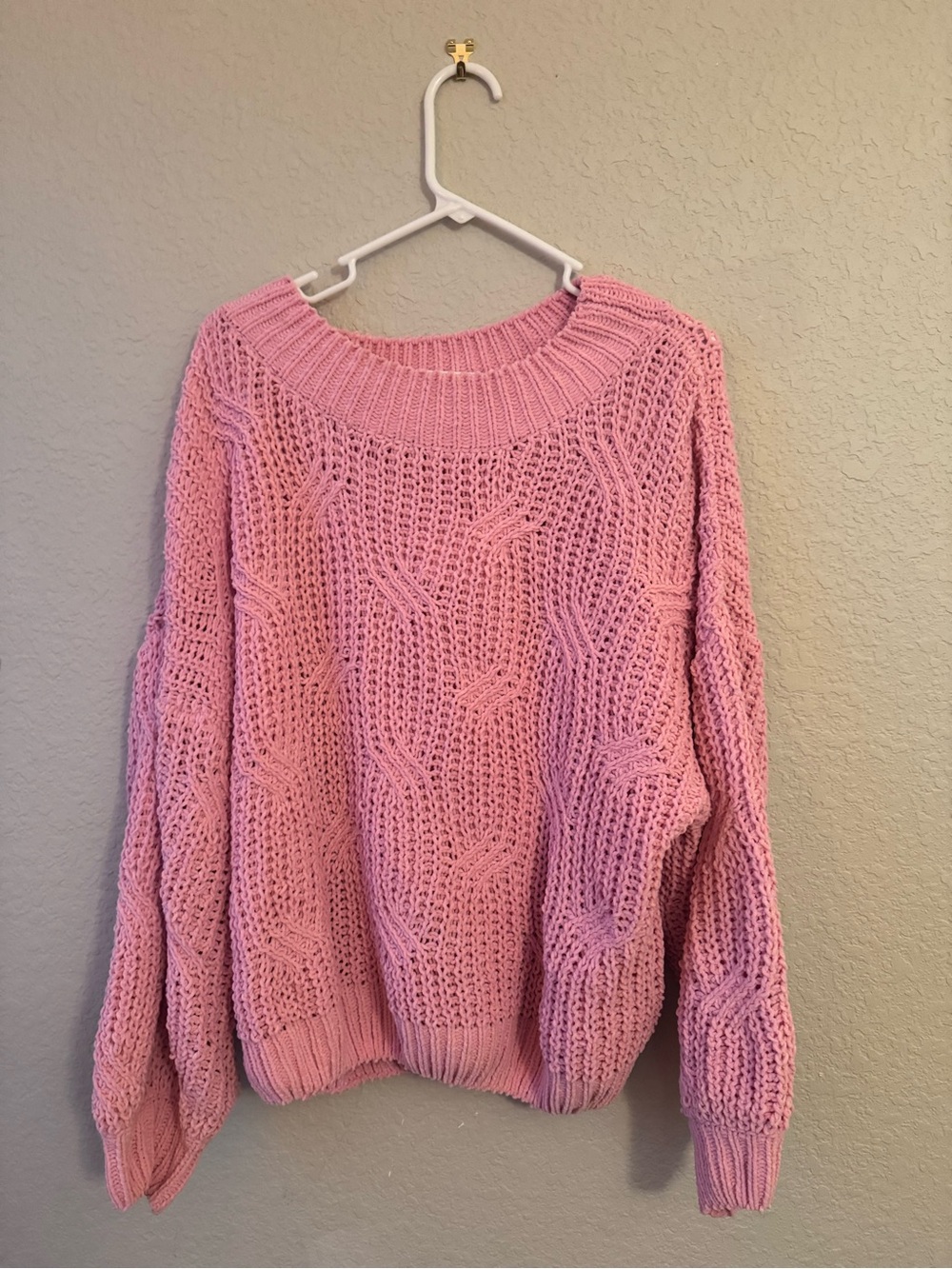 Miracle Soft Pink Cable Crewneck Sweater